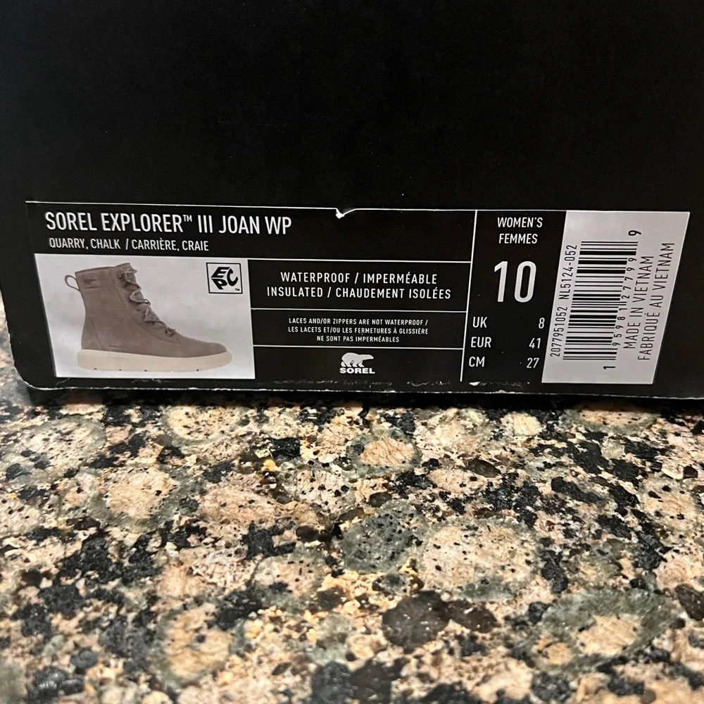 Sorel Quarry Chalk Explorer III Joan Waterproof Sz 10 NWT
